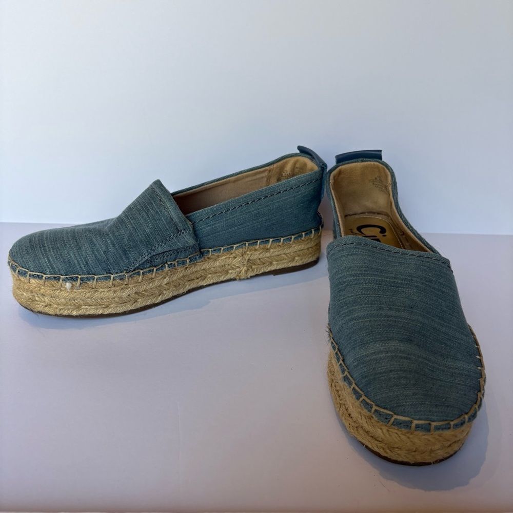 Sam Edelman Women's Blue Canvas Espadrilles Slip-On Blue/Straw Size 6.5M